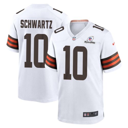 Anthony Schwartz 10 Cleveland Browns 2023 Playoffs Patch Game Men Jersey - White