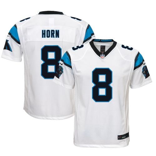 Jaycee Horn 8 Carolina Panthers Youth Game Jersey - White