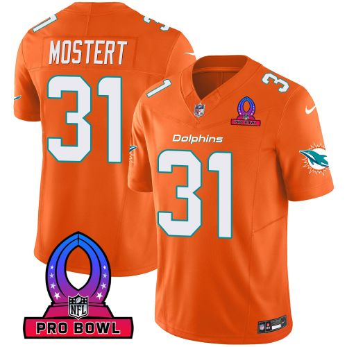 Raheem Mostert 31 Miami Dolphins 2024 Pro Bowl Patch Game Men Jersey - Orange