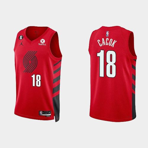 Portland Trail Blazers 18 Devontae Cacok 2022-23 Statement Edition Red Men Jersey