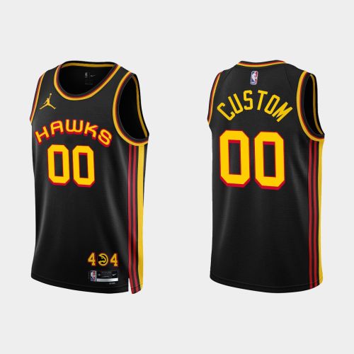 Atlanta Hawks 00 Custom 2022-23 Statement Edition Black Men Jersey