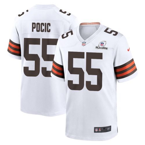 Ethan Pocic 55 Cleveland Browns 2023 Playoffs Patch Game Men Jersey - White