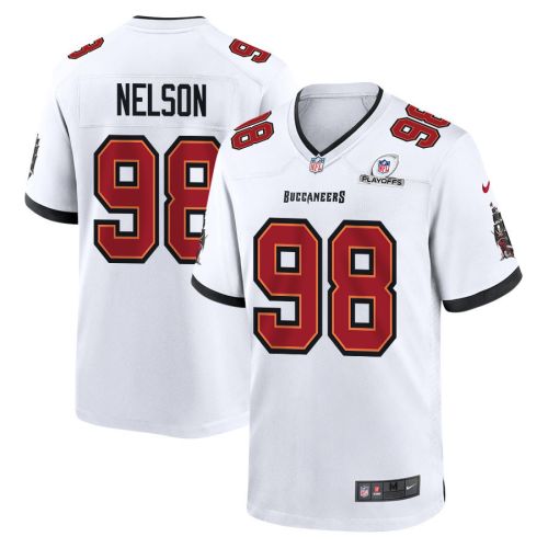 Anthony Nelson 98 Tampa Bay Buccaneers 2023 Playoffs Patch Game Men Jersey - White