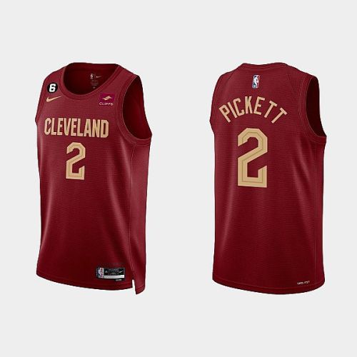 Cleveland Cavaliers 2 Jamorko Pickett Icon Edition Wine Men Jersey 2022-23