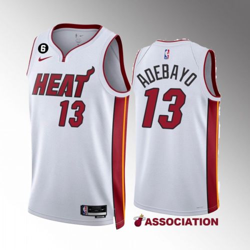 Bam Adebayo 13 Miami Heat White Association Edition 2022-23 Jersey NO.6 Patch