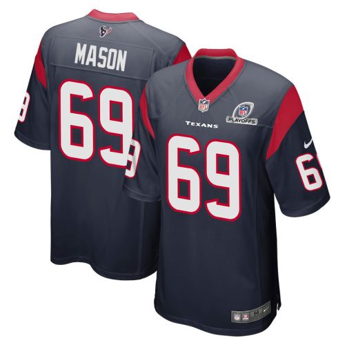 Shaq Mason 69 Houston Texans 2023 Playoffs Patch Game Men Jersey - Navy