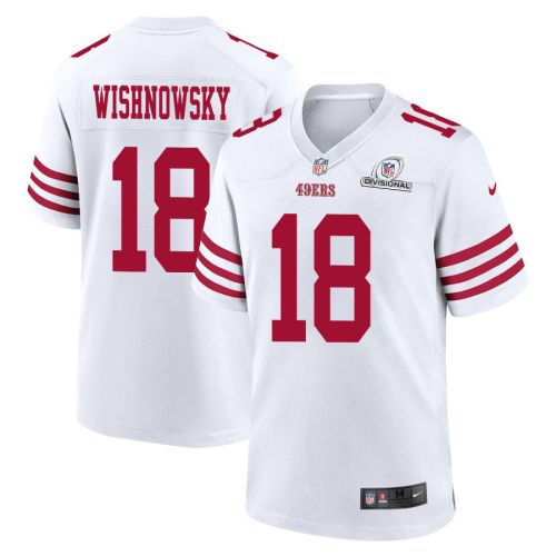 Mitch Wishnowsky 18 San Francisco 49ers 2024 Divisional Patch Game Men Jersey - White