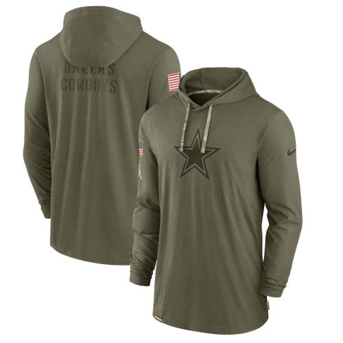 Men Dallas Cowboys 2022 Salute to Service Tonal Pullover Hoodie - Olive