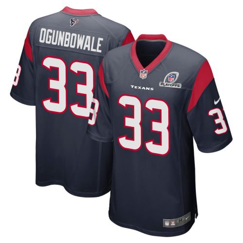 Dare Ogunbowale 33 Houston Texans 2023 Playoffs Patch Game Men Jersey - Navy