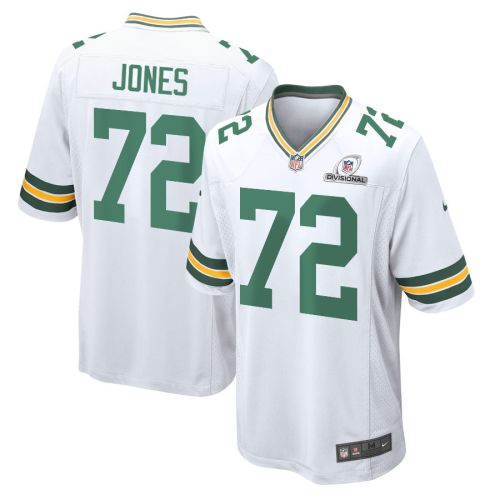 Caleb Jones 72 Green Bay Packers 2024 Divisional Patch Game Men Jersey - White