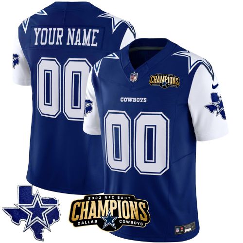 Dallas Cowboys 2023 NFC East Champions Patch Game Custom Men Jersey - Royal