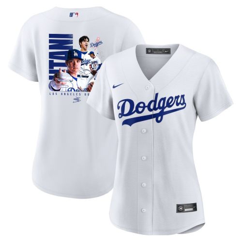 Shohei Ohtani 17 Los Angeles Dodgers Signed Name 2023 Home Women Jersey - White