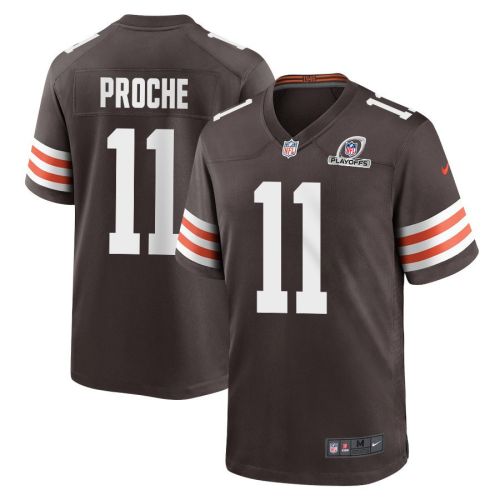 James Proche 11 Cleveland Browns 2023 Playoffs Patch Game Men Jersey - Brown