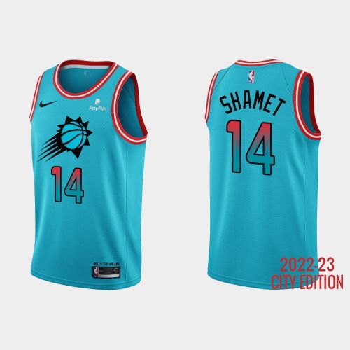 Phoenix Suns 14 Landry Shamet 2022-23 City Edition Blue Men Jersey