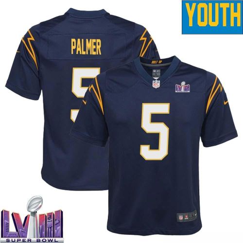 Joshua Palmer 5 Los Angeles Chargers Super Bowl LVIII YOUTH Alternate Game Jersey - Navy