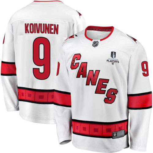 Ville Koivunen 9 Carolina Hurricanes Stanley Cup 2023 Playoffs Patch Away Breakaway Men Jersey - White