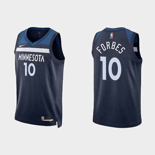 Minnesota Timberwolves 10 Bryn Forbes 2022-23 Icon Edition Navy Men Jersey