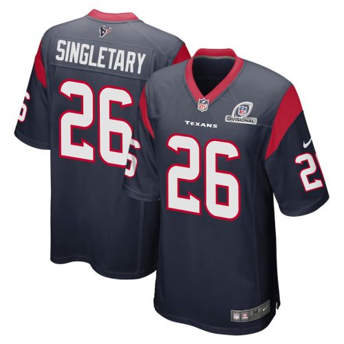 Devin Singletary 26 Houston Texans 2024 Divisional Patch Game Men Jersey - Navy