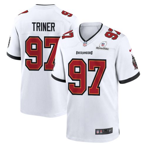 Zach Triner 97 Tampa Bay Buccaneers 2024 Divisional Patch Game Men Jersey - White