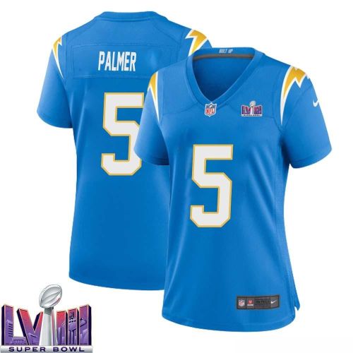 Joshua Palmer 5 Los Angeles Chargers Super Bowl LVIII Women Home Game Jersey - Powder Blue