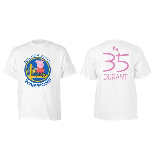 Kevin Durant 35 Golden State Warriors Pig Print T-Shirt - White