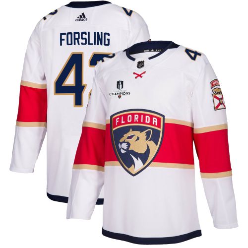 Florida Panthers Gustav Forsling 42 Away 2023 Stanley Cup Champions Breakaway Men Jersey - White