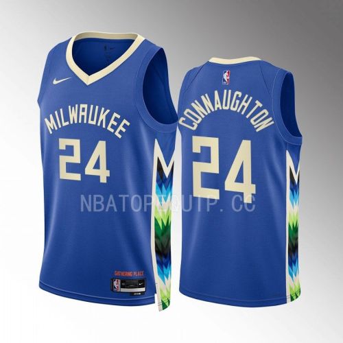 Pat Connaughton 24 2022-23 Milwaukee Bucks Blue City Edition Jersey Swingman