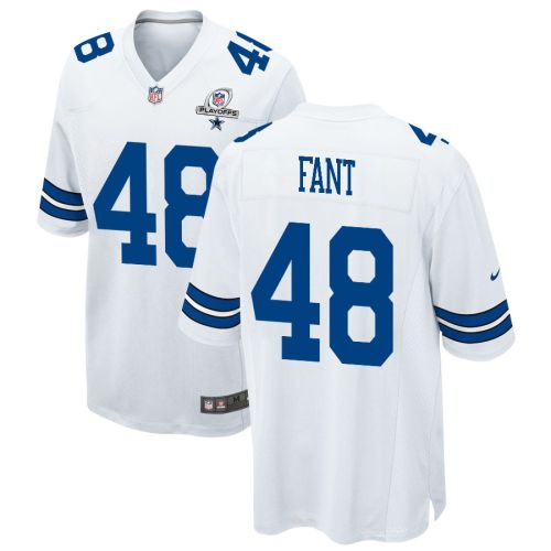 Princeton Fant 48 Dallas Cowboys 2023 Playoffs Patch Game Men Jersey - White