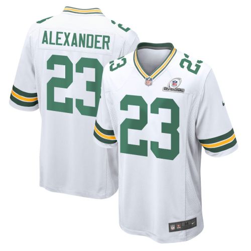 Jaire Alexander 23 Green Bay Packers 2024 Divisional Patch Game Men Jersey - White