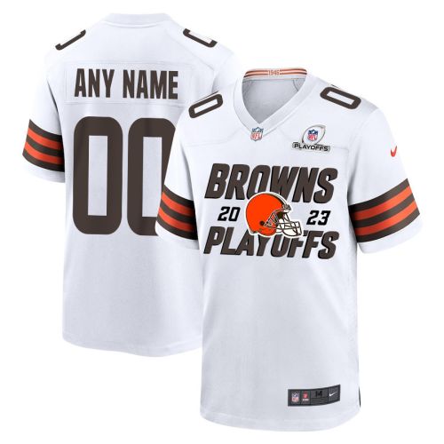 Cleveland Browns 2023 Playoffs Iconic Game Men Custom Jersey - White