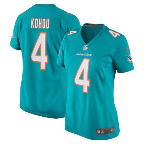 Kader Kohou 4 Miami Dolphins Women's Game Player Jersey - Aqua