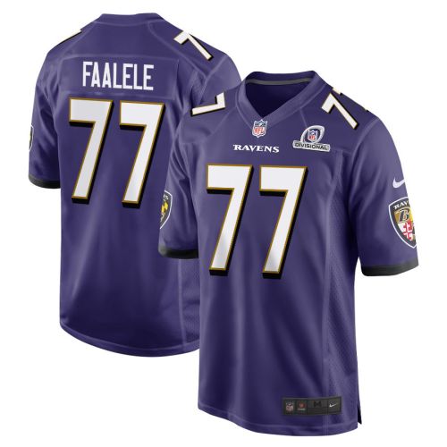 Daniel Faalele 77 Baltimore Ravens 2024 Divisional Patch Game Men Jersey - Purple