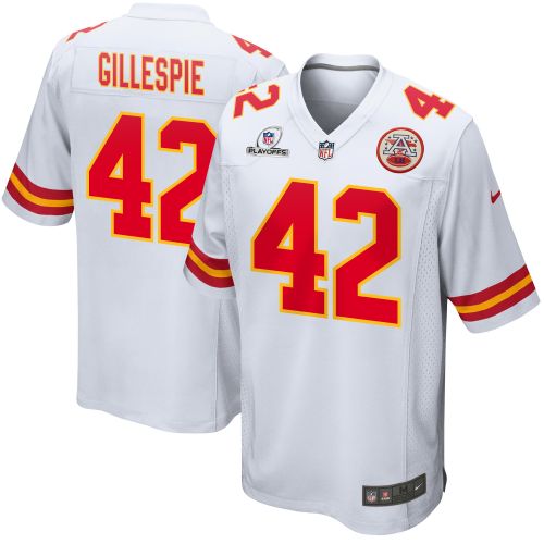 Tyree Gillespie 42 Kansas City Chiefs 2023 Playoffs Patch Game Men Jersey - White