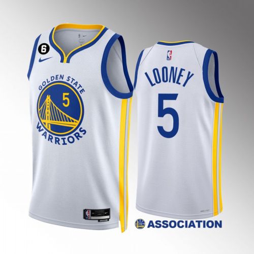 Kevon Looney 5 2022-23 Golden State Warriors White Association Edition Jersey NO.6 Patch