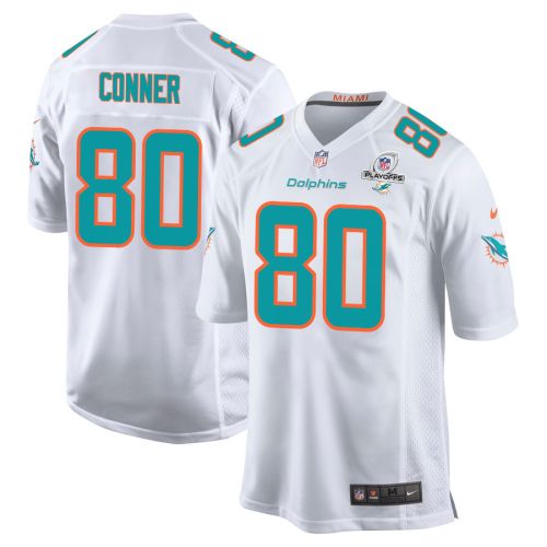 Tanner Conner 80 Miami Dolphins 2023 Playoffs Patch Game Men Jersey - White