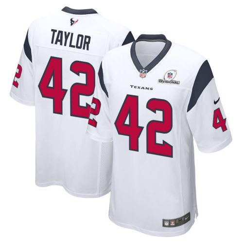 J.J. Taylor 42 Houston Texans 2024 Divisional Patch Game Men Jersey - White