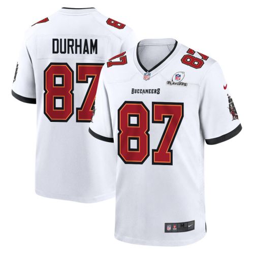 Payne Durham 87 Tampa Bay Buccaneers 2023 Playoffs Patch Game Men Jersey - White