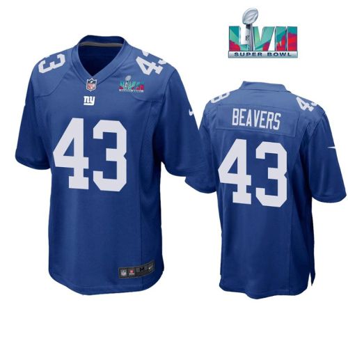 Darrian Beavers 43 New York Giants Super Bowl LVII Super Bowl LVII Royal Men Game Jersey