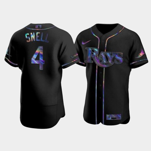 Men's Tampa Bay Rays Blake Snell 4 Black Holographic Golden Edition Jersey Jersey