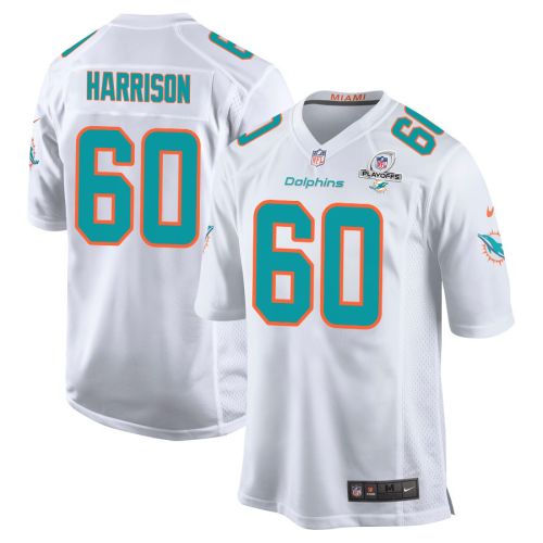 Jonotthan Harrison 60 Miami Dolphins 2023 Playoffs Patch Game Men Jersey - White