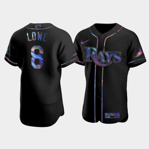 Men's Tampa Bay Rays Brandon Lowe 8 Black Holographic Golden Edition Jersey Jersey