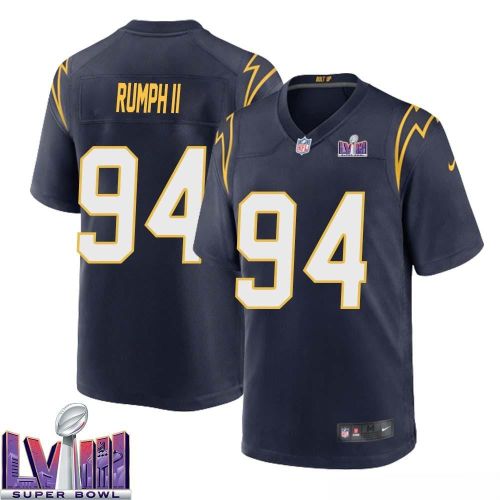 Chris Rumph II 94 Los Angeles Chargers Super Bowl LVIII Men Alternate Game Jersey - Navy