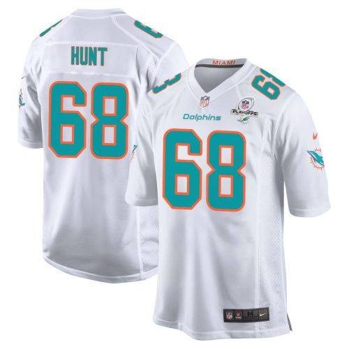 Robert Hunt 68 Miami Dolphins 2023 Playoffs Patch Game Men Jersey - White