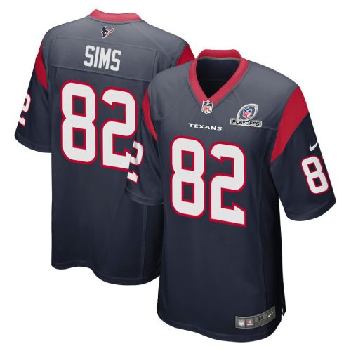 Steven Sims 82 Houston Texans 2023 Playoffs Patch Game Men Jersey - Navy