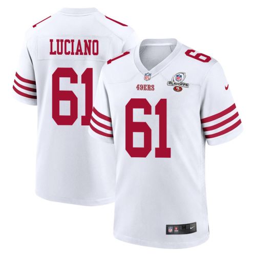 Corey Luciano 61 San Francisco 49ers 2023 Playoffs Patch Game Men Jersey - White