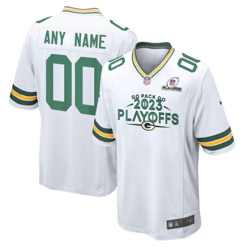 Green Bay Packers Go Pack Go 2023 Playoffs Ready Game Men Custom Jersey - White