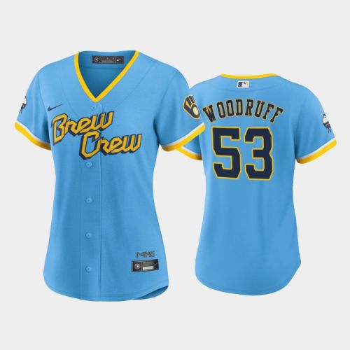 Brandon Woodruff 53 Milwaukee Brewers Powder Blue 2022-23 City Connect Women's Jersey