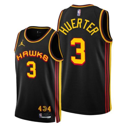 Atlanta Hawks 3 Kevin Huerter 2022-23 Statement Edition Jersey Black - Men Jersey