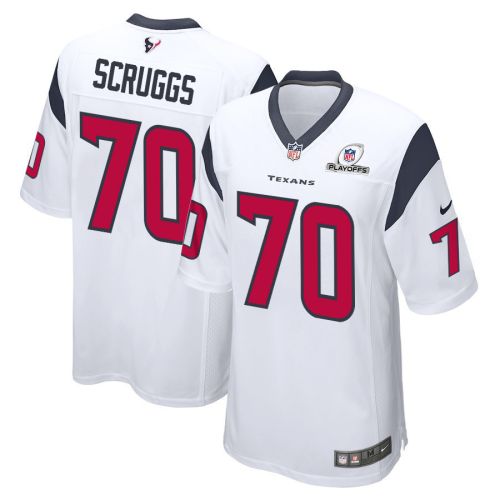 Juice Scruggs 70 Houston Texans 2023 Playoffs Patch Game Men Jersey - White