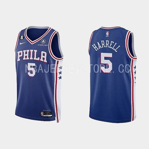 Philadelphia 76ers 5 Montrezl Harrell 2022-23 Icon Edition Royal Men Jersey